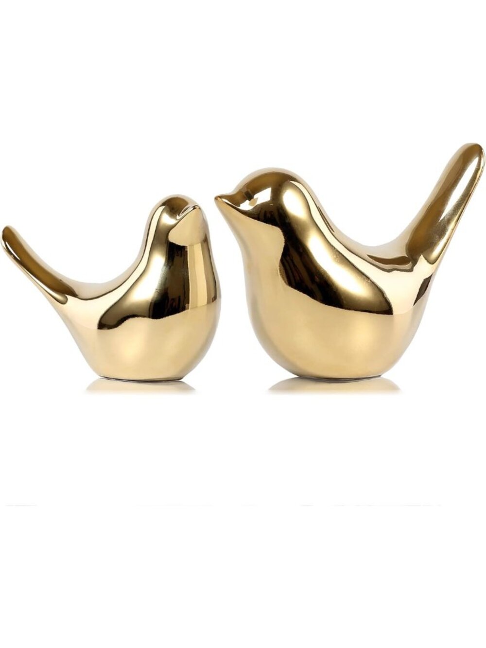 Set of 2 Modern Gold Small Bird Statues for Chic Home Decor Accent